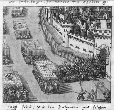 Asalto de dos ejércitos, ilustración de 